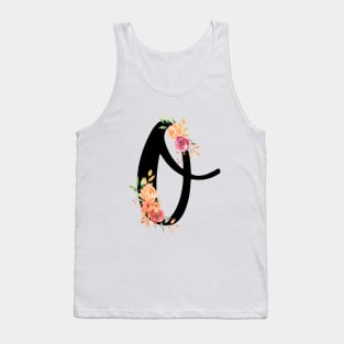 Letter O With Watercolor Floral Wreath Tank Top